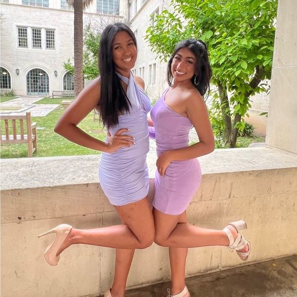 Princess Polly one shoulder cut out bodycon dress, purple satin - Picture 1 of 2